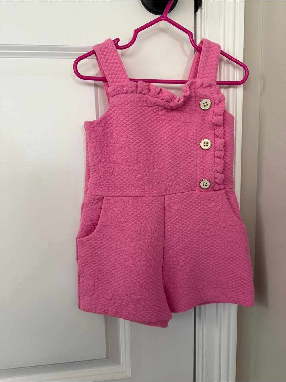 Janie and Jack Pink Quilted Floral Romper